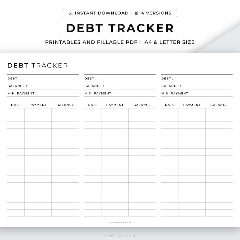 Debt Tracker Etsy