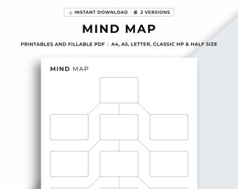 Printable Mind Map Planner, Idea Board, Mind Map Template, Brainstorm Map, Action Plan, Mind Map Diagram, Idea Map, Instant Download