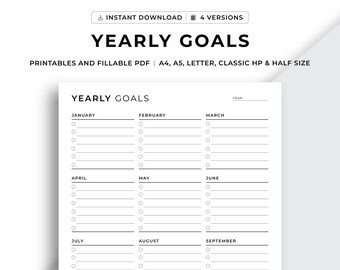 ★希少本　Personal Goals Planner for Success Printable Business Goals Planning Sheet for Yearly & Quarterly