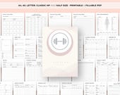 Printable Health and Fitness Planner Bundle, Fitness Journal, Diet, Workout Trackers, Meal planner, Running Log, A4/A5/Letter/Classic/Half