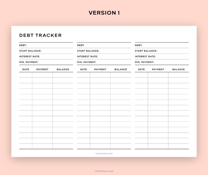 Debt Checklist.pdf Debt Tracker Printable Landscape, Debt Payoff Log, Debt Overview, Debt ...