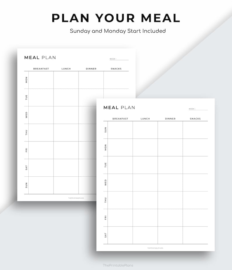 Weekly Meal Planner Printable 7 Day Menu Planner Meal Prep - Etsy Canada