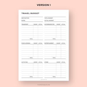 Travel Budget Planner Printable, Vacation Budget Planner, Expense Log, Work / Holiday Spending Worksheet, Finance Planner, Instant Download image 3
