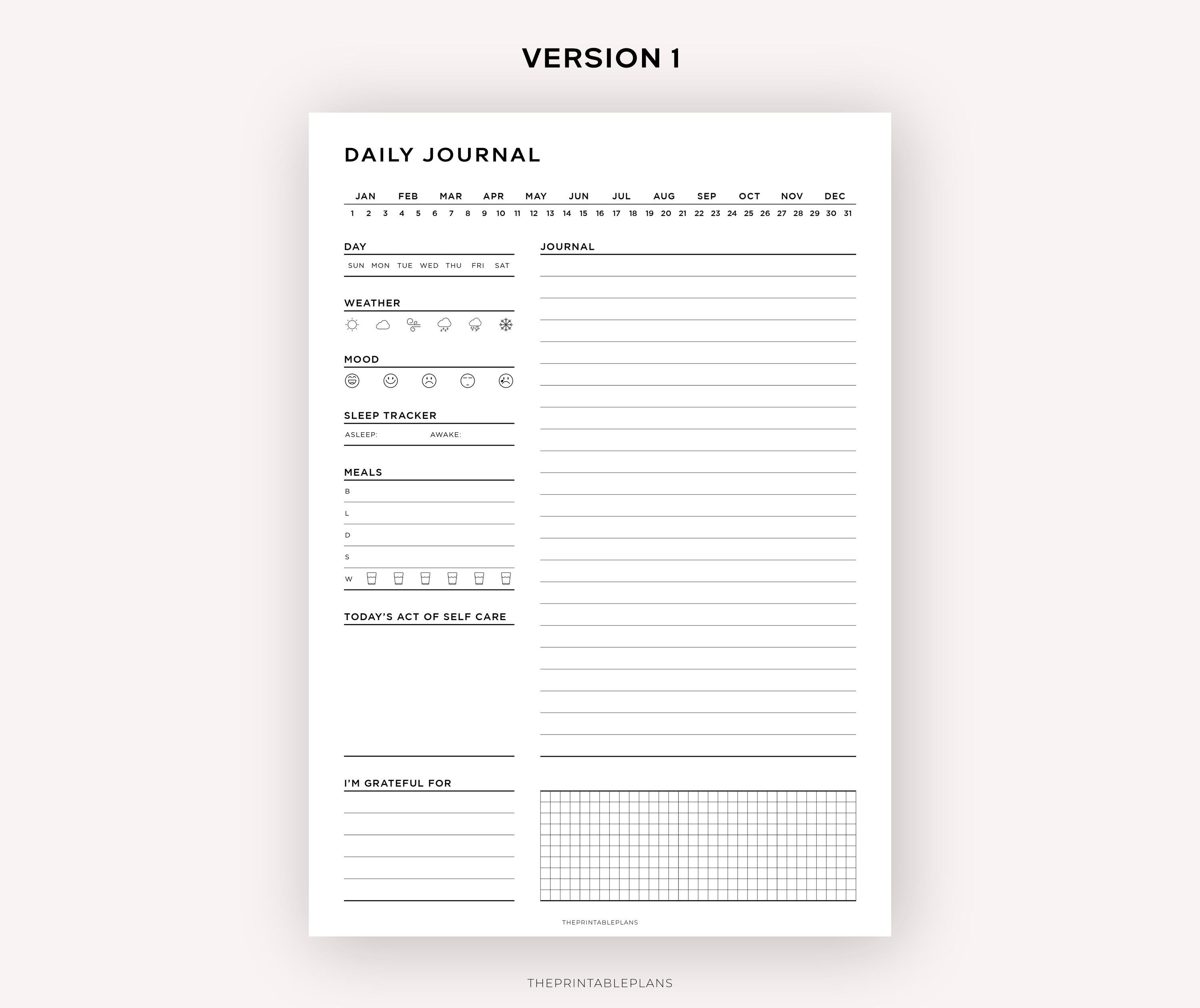 Daily Journal Printable, Goodnotes Journal, Diary Journal, Self Care ...