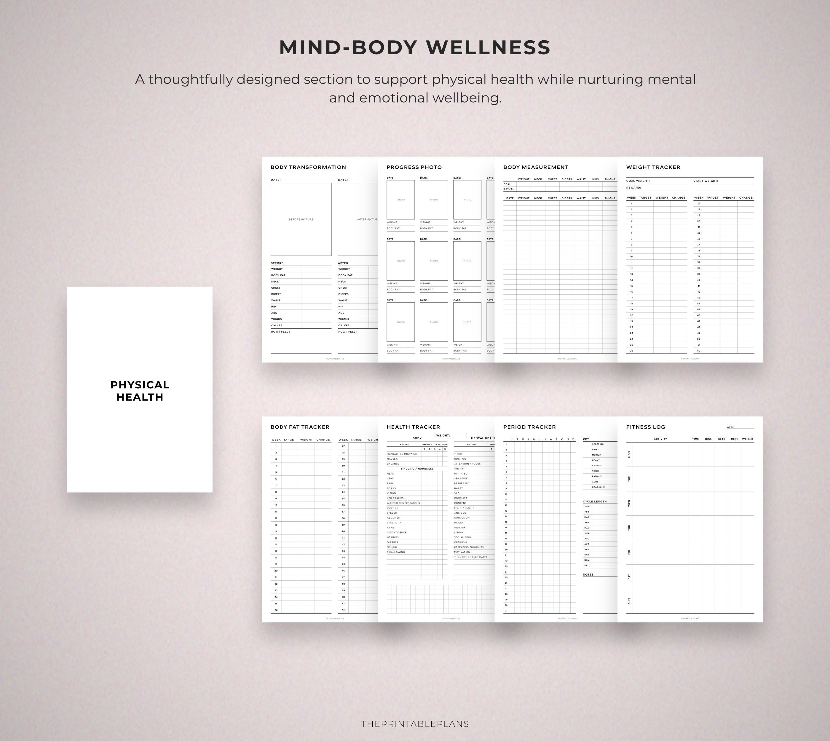 Mental Health Journal Bundle Printable, Mindfulness & Wellness Binder ...