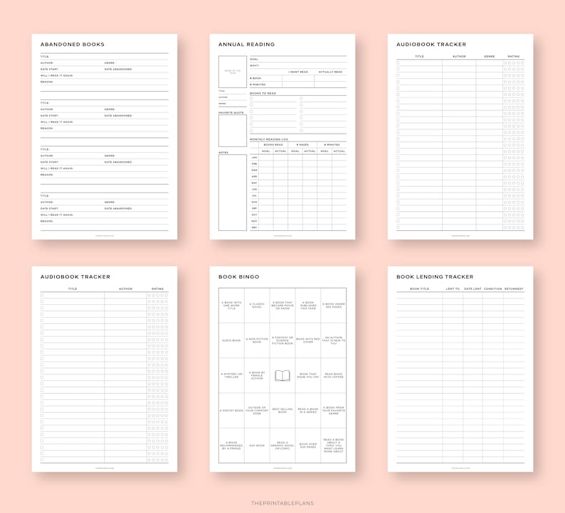 Reading Planner Bundle Printable, Reading Journal, Reading Challenges ...