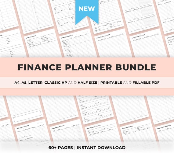 Printable Planner, Finance and Budget planner bundle Printable, Savings trackers, Calendars, Income, Expenses, Bill, Debt, Spending Trackers