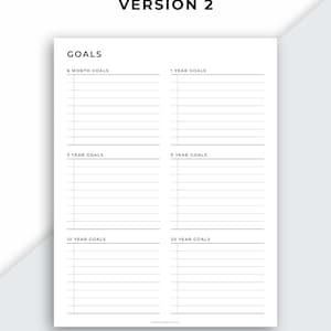 Goal Planner Printable, Goal Setting Planner, Long Term Goals, Productivity Planner, A4/A5/Letter/Classic HP/Half Size, Instant Download PDF image 3