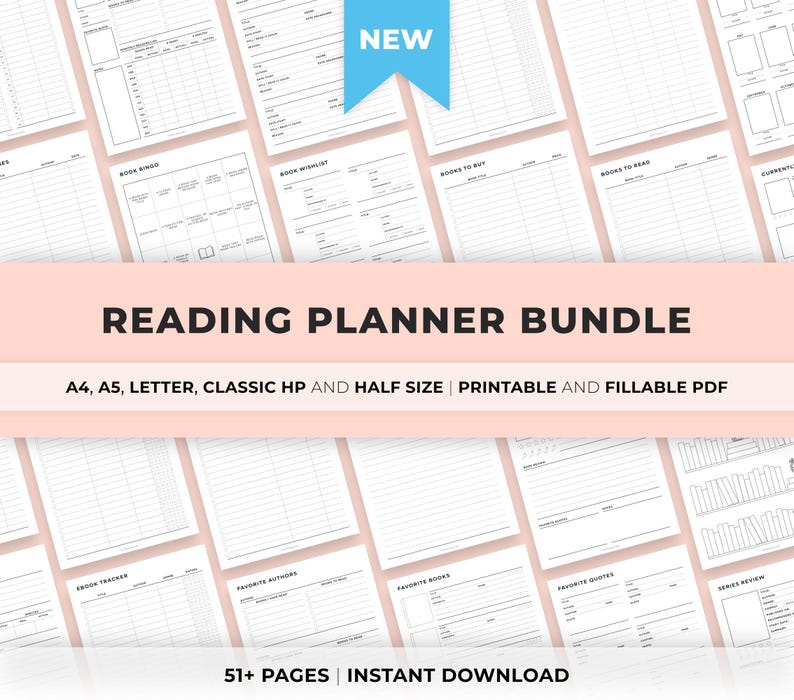 Reading Planner Bundle Printable, Reading Journal Printable, Reading ...