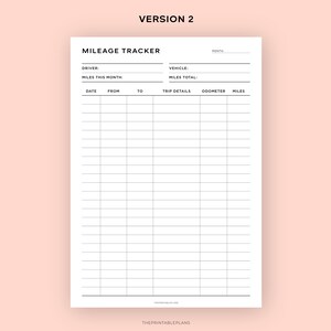 May include: A printable mileage tracker with sections for driver, vehicle, date, from, to, trip details, odometer, and miles. The tracker is designed for tracking mileage for personal or business use.