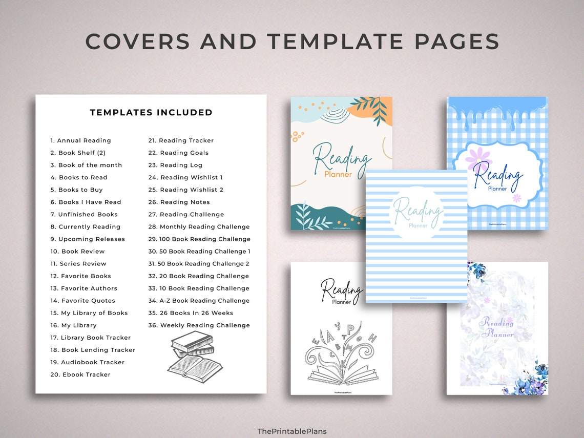 Reading Planner Bundle Printable Reading Journal Reading - Etsy