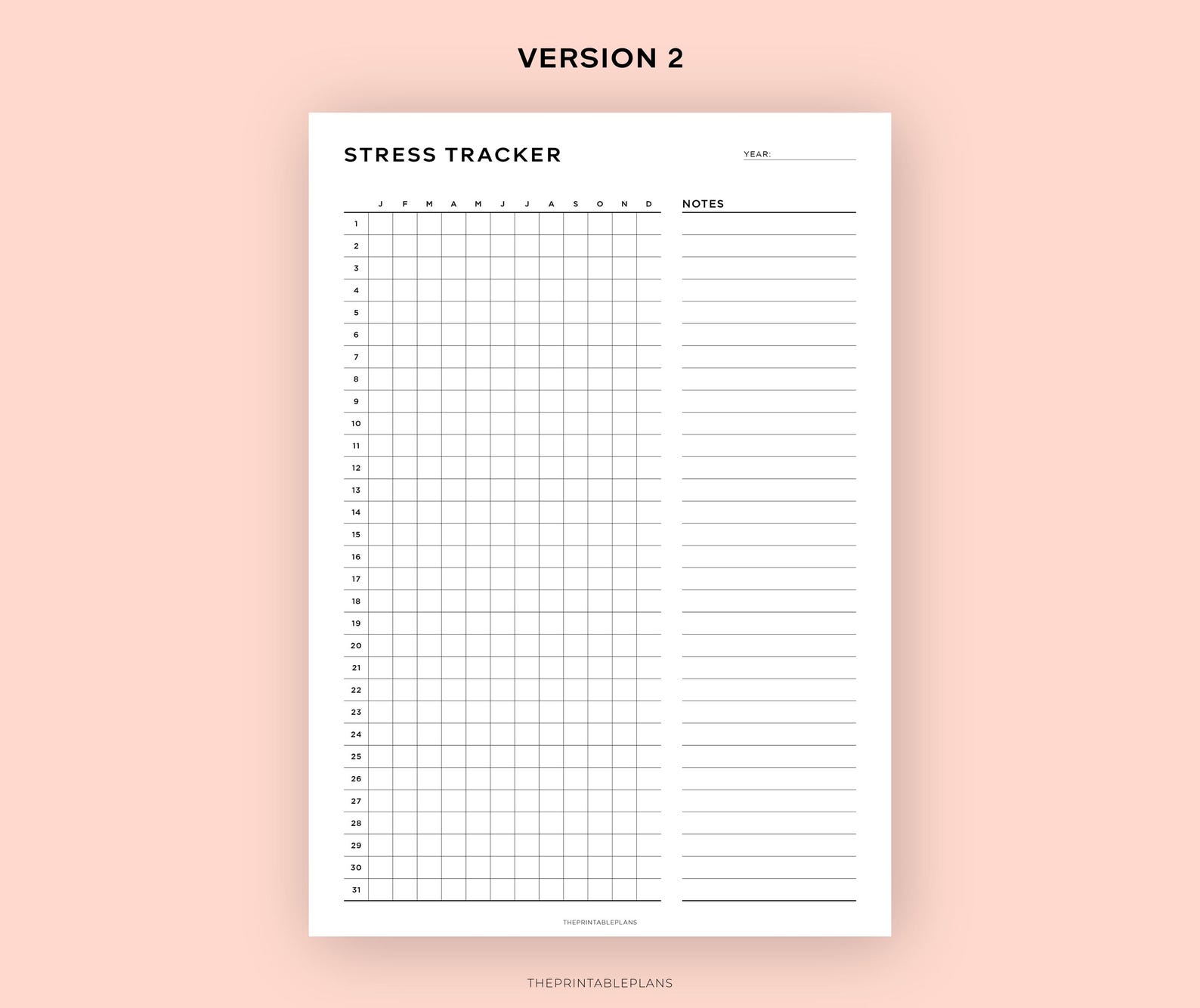 Stress Log Example Stress Tracker Printable, Monthly Stress Log, Stress Severity Tracker ...