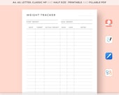 Weight Tracker Printable, Weight Loss Planner, Weight Goal Tracker, Weight Record Template, A4/A5/Letter/Classic/Half, Instant Download PDF