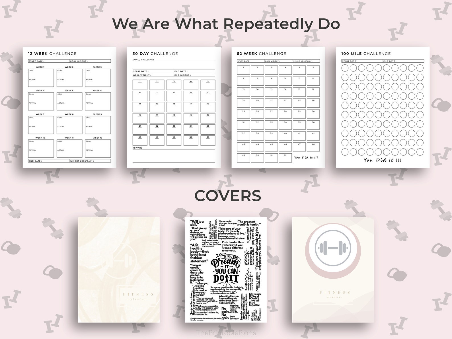 Printable Health and Fitness Planner Bundle Fitness Journal - Etsy
