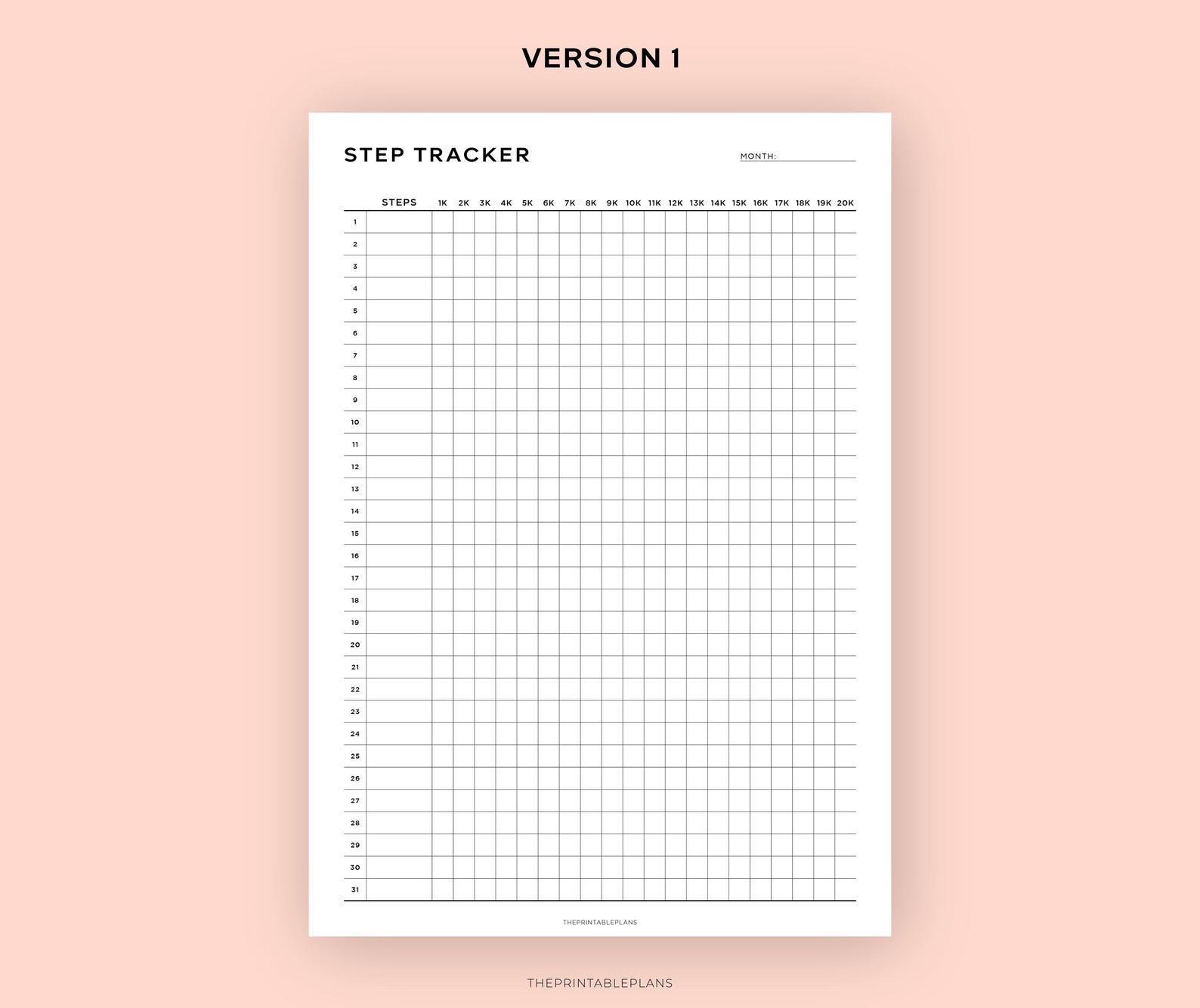 Step Log Color In Simple Step Tracker Printable, Step Log Template, Walking Journal ...