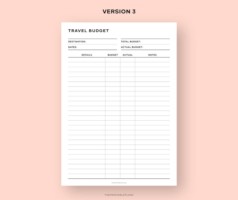 Travel Budget Planner Printable, Vacation Budget Planner, Expense Log, Work / Holiday Spending Worksheet, Finance Planner, Instant Download image 5