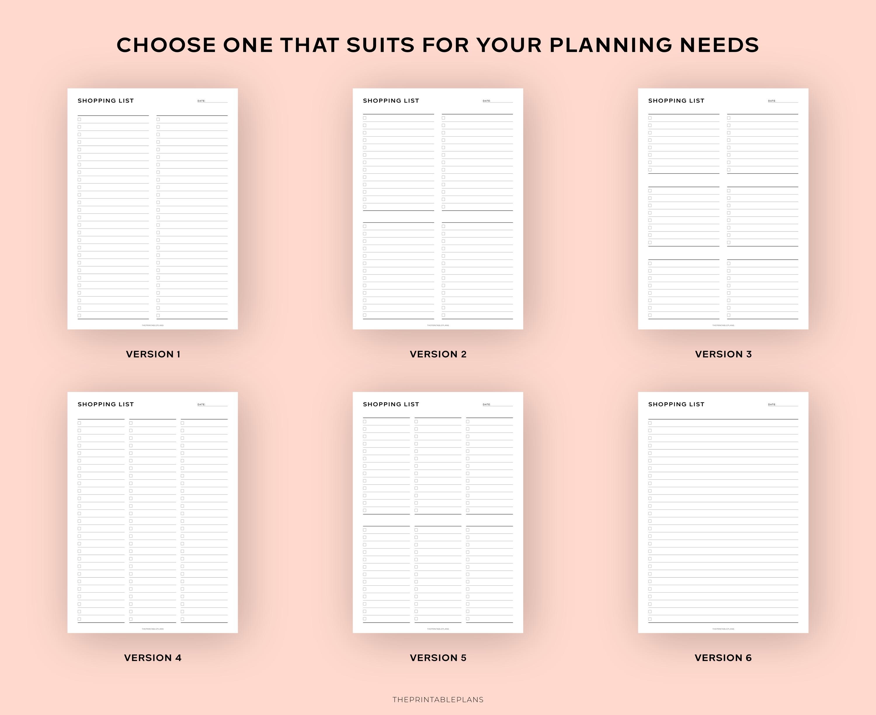 Shopping List Template Printable, to Buy List, Item Checklist, Shopping ...