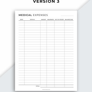Medical Expenses Tracker Printable, Manage Medical Expenses, Health ...