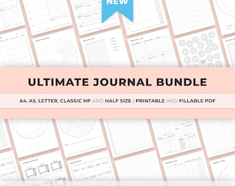 Ultimate Journal Planner Bundle Printable, Monthly Planner,  Monthly Trackers, Budget Finance, Reading & Book Tracker, Habit, Mood, Selfcare