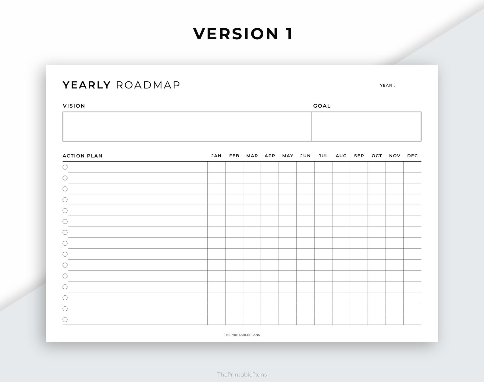 Goal Roadmap Printable, Goal Setting, Goal Action Plan, Project Yearly ...