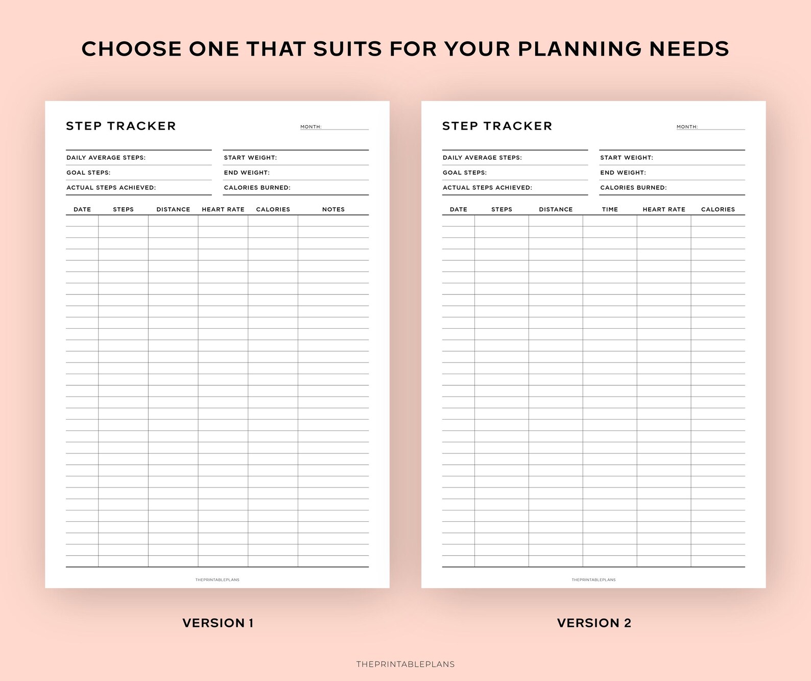 Monthly Step Tracker Printable, Step Log Template, Walking Journal ...