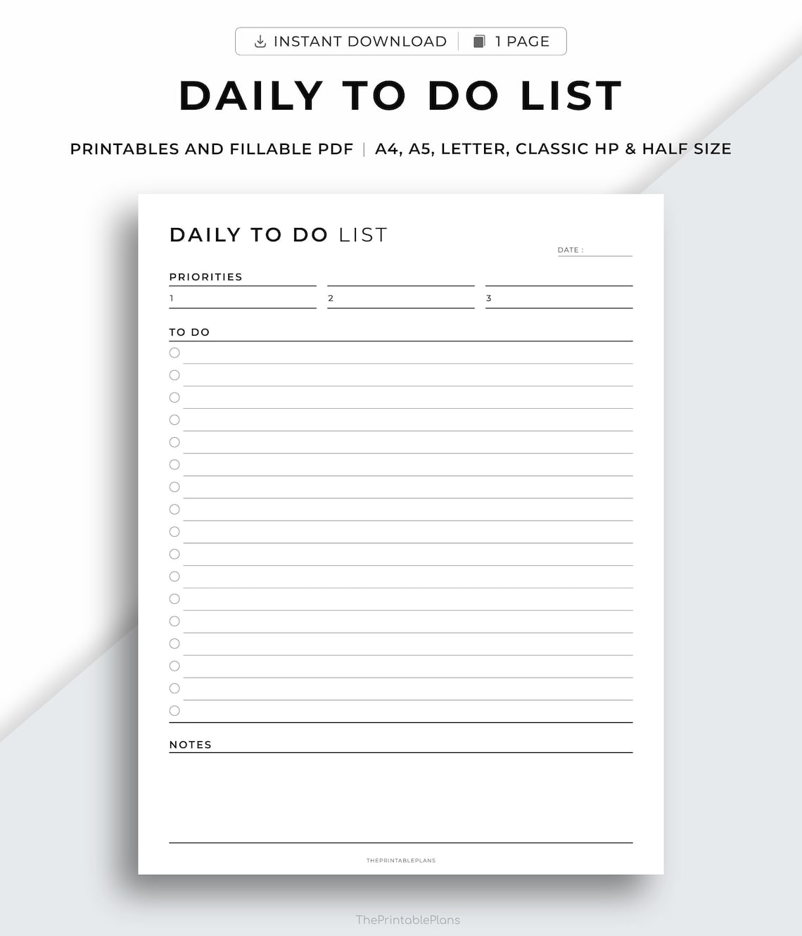 Printable Daily to Do List Daily Checklist Daily Routine - Etsy