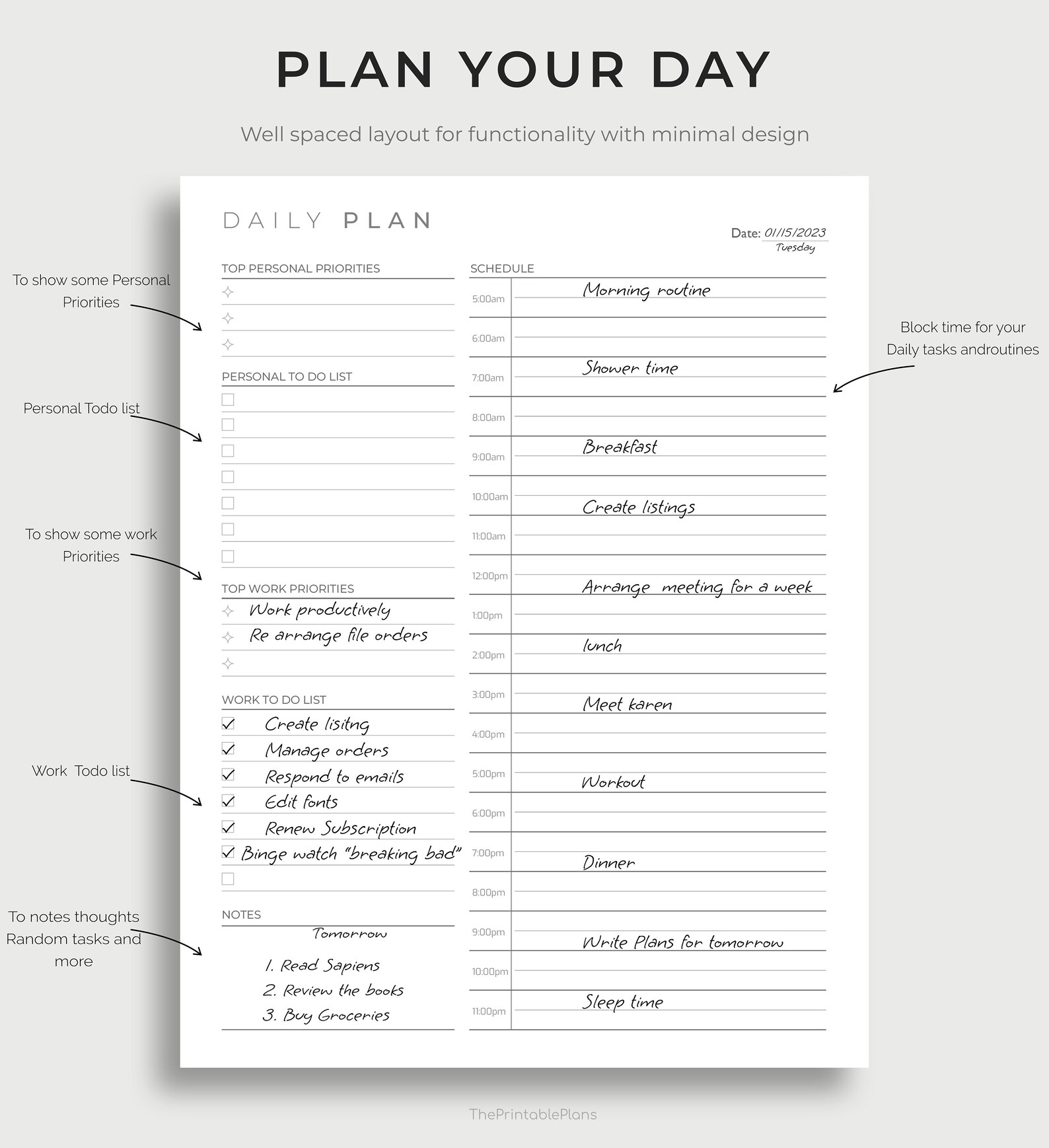 Printable Work From Home Planner Personal Daily Planner Etsy