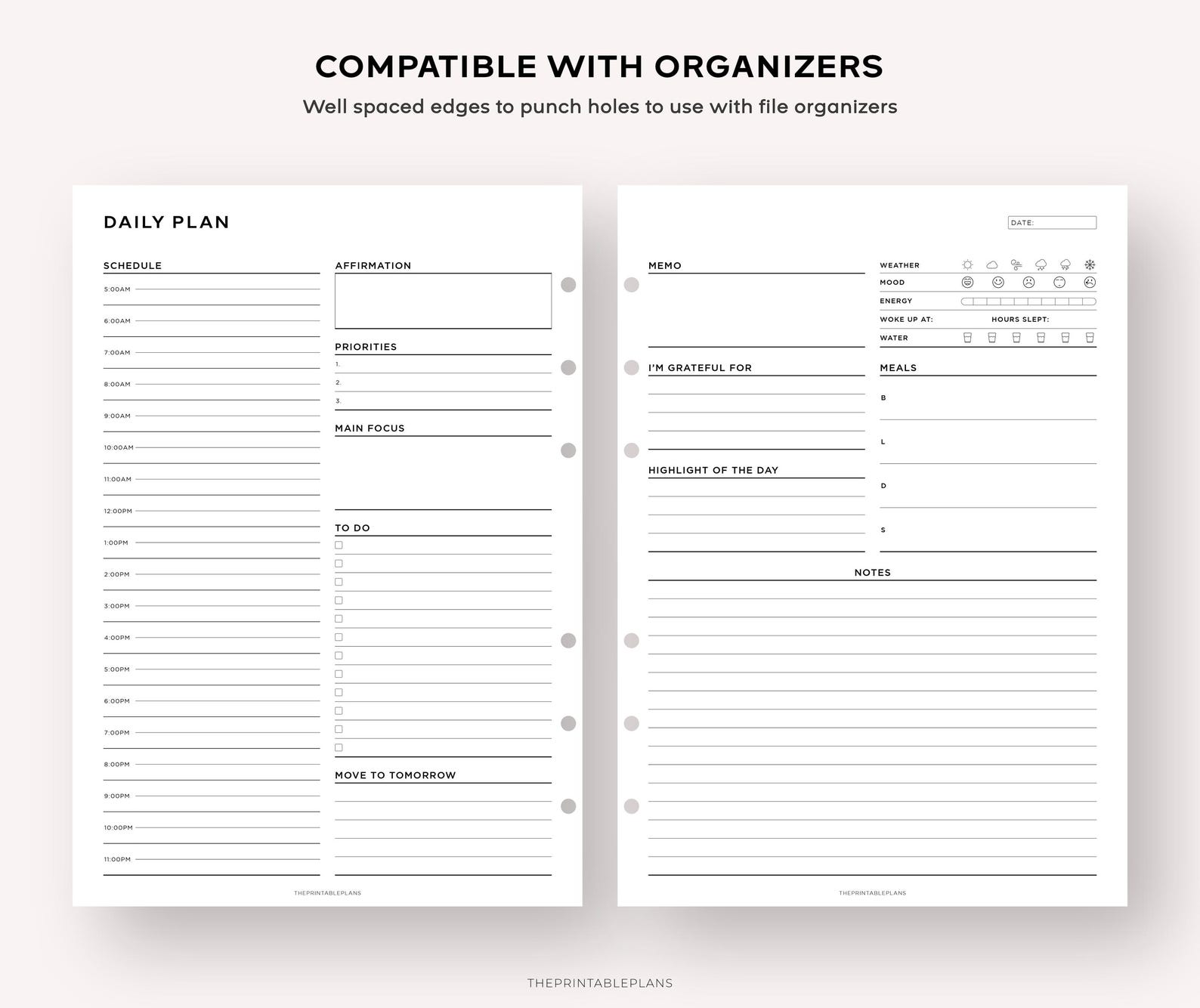 Daily Planner Printable, Hourly Planner, 30 Minute Schedule, Time ...