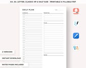 24 Hour Daily Planner, Daily Hourly Planner Printable, Daily Schedule, Productivity Planner, Daily Agenda, A4/A5/Letter/Classic HP/Half Size