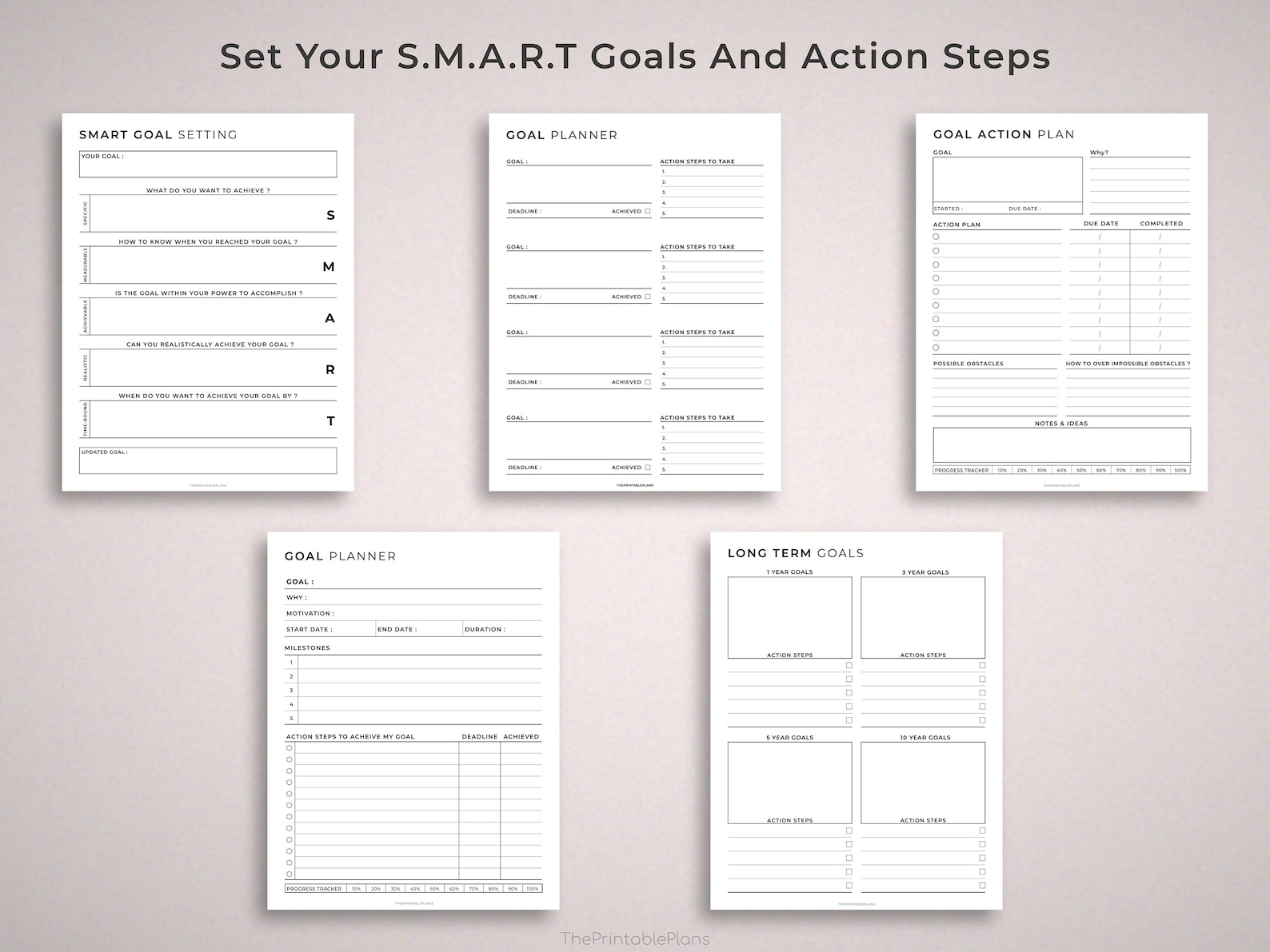 Printable Goal Planner Bundle, Daily, Weekly, Monthly, Quarterly ...