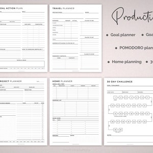 Druckbarer Planer, Personal Planner Bundle, täglich, wöchentlich Monatsplaner, Ziel, Gesundheit, Produktion, Finanzen, POMODORO und Jahreskalender. Bild 6