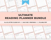 Reading Planner Bundle Printable, Reading Journal, Reading Challenges, Reading Log, Book Review, Reading Journal Minimal, Book Stickers