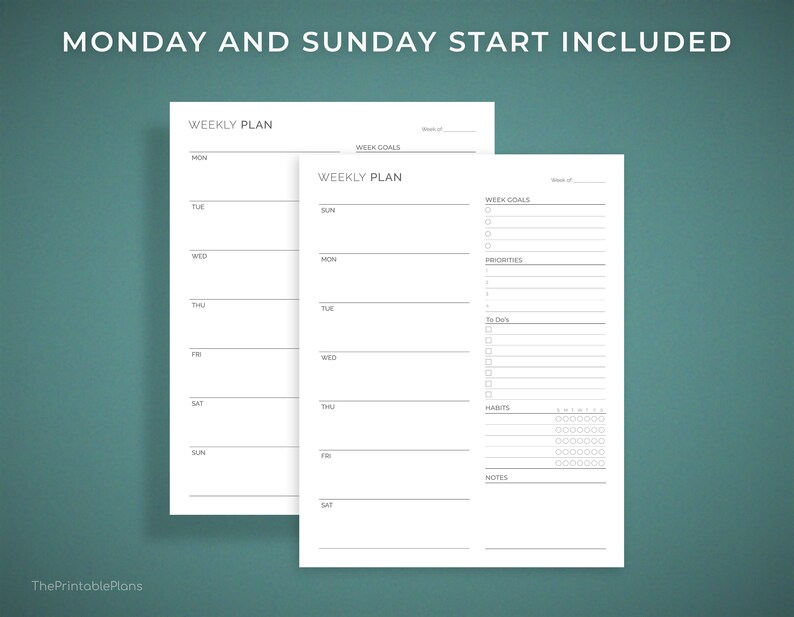 Printable Weekly Goal Planner Weekly Goal Planner Printable - Etsy