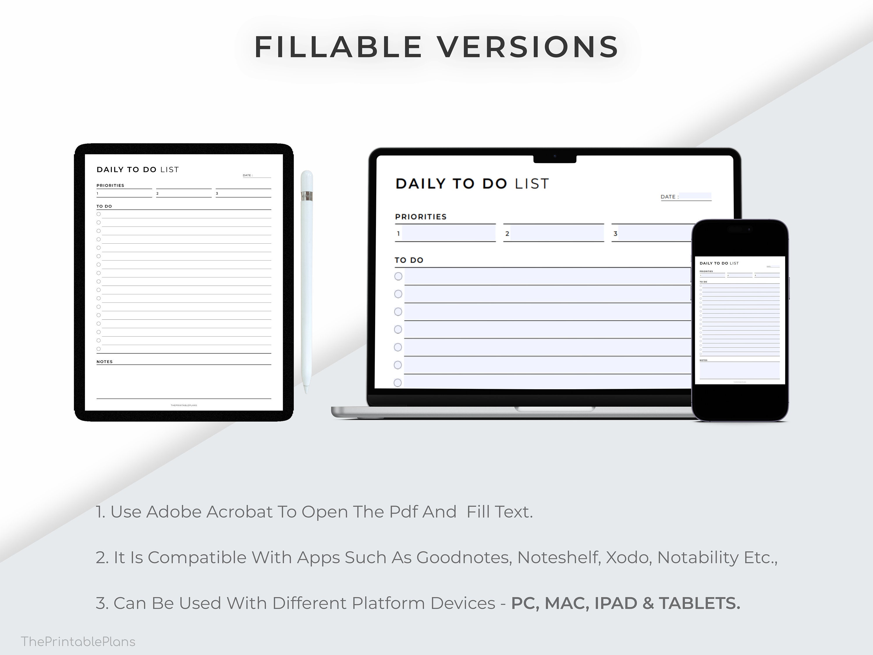 Printable Daily to Do List, Daily Checklist, Daily Routine, Productive ...