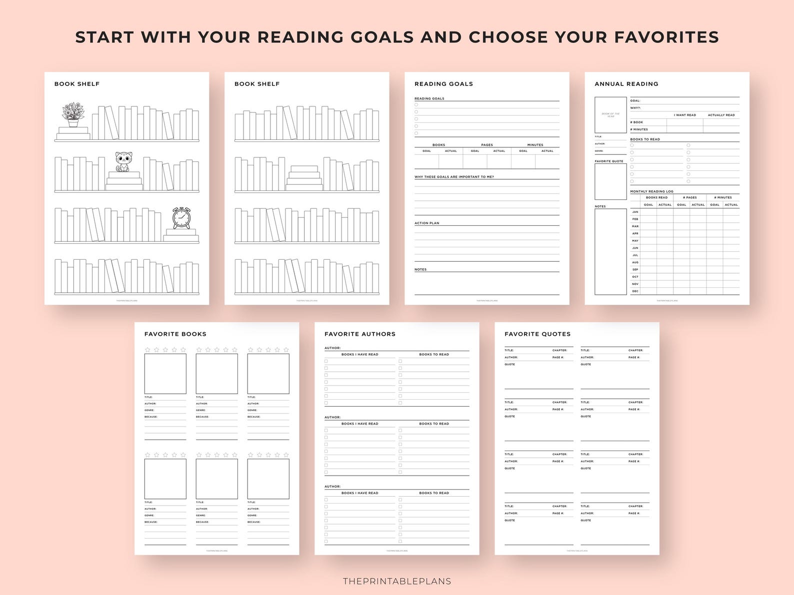 Reading Planner Bundle Printable, Reading Journal Printable, Reading ...
