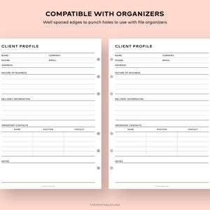 Business Client Profile Template, Client Log, B2B Client Information ...