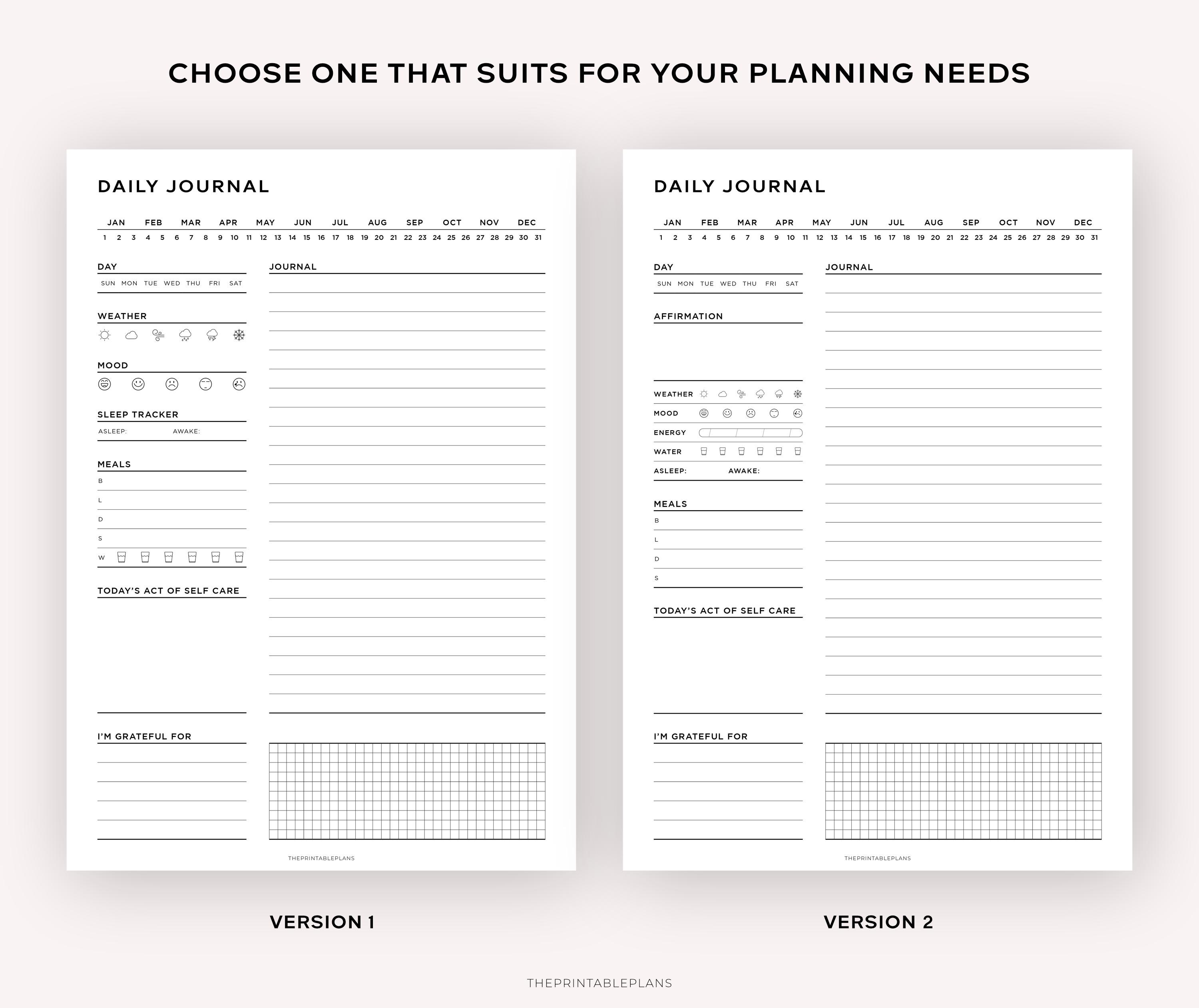 Daily Journal Worksheets.pdf Daily Journal Printable, Goodnotes Journal, Diary Journal, Self Care ...