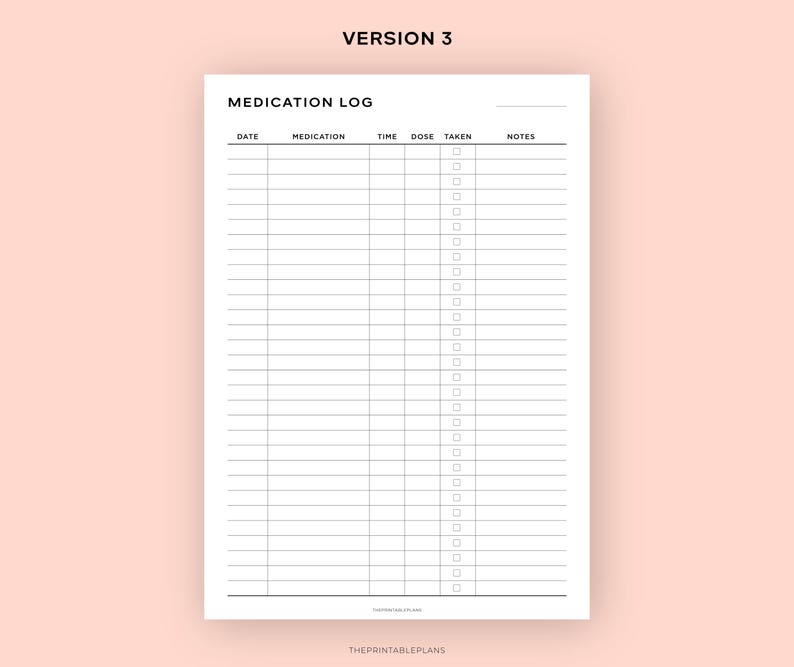 Medication Log Printable, Medication Tracker Printable, Medication ...