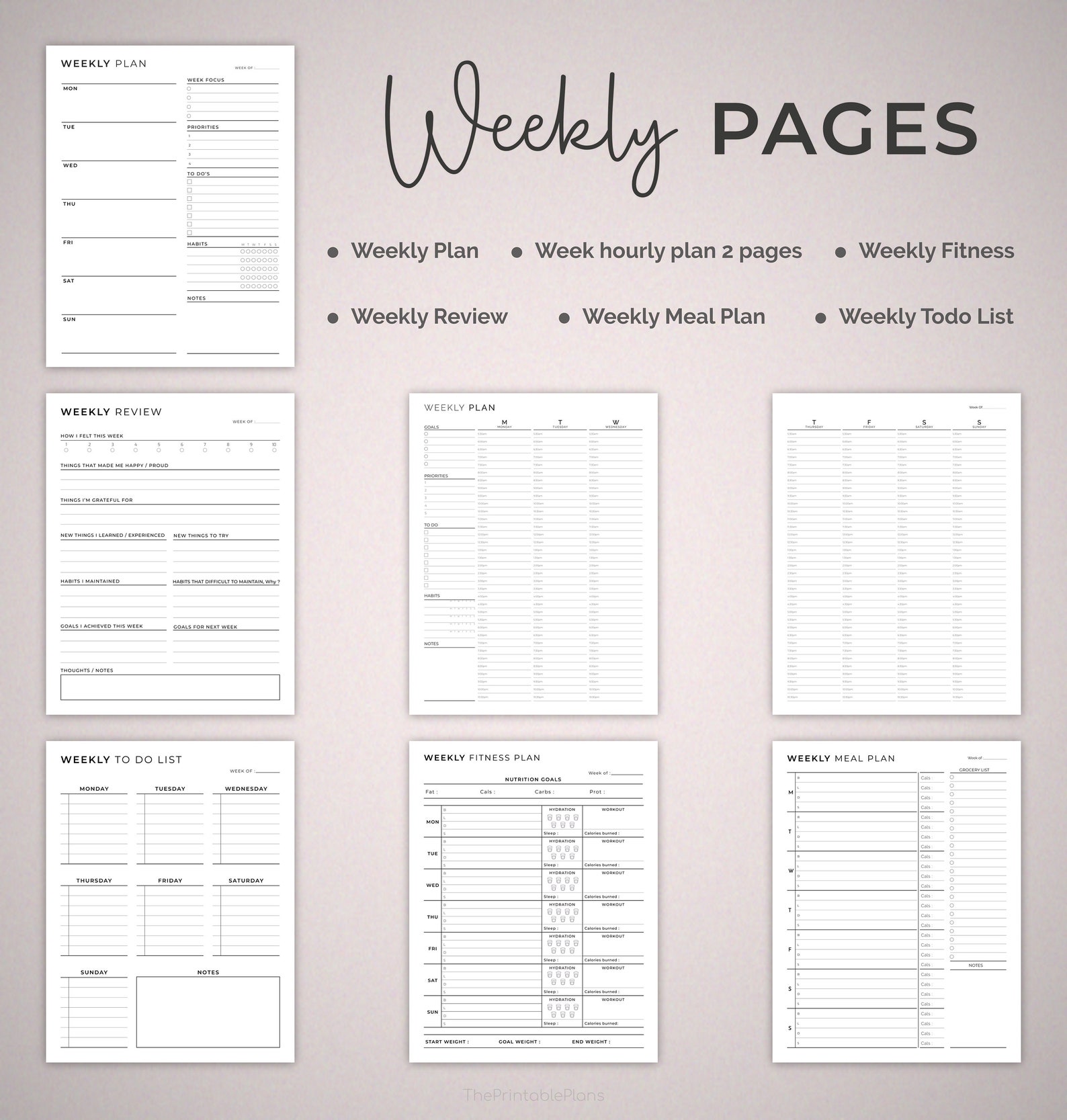 Printable Planner Personal Planner Bundle Daily Weekly - Etsy