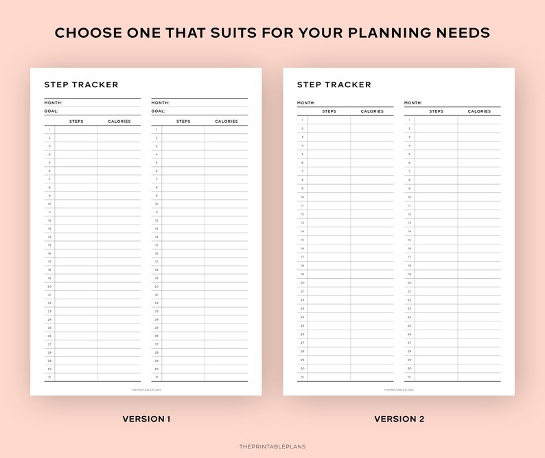 Monthly Step Tracker Printable, Step Log Template, Walking Journal ...