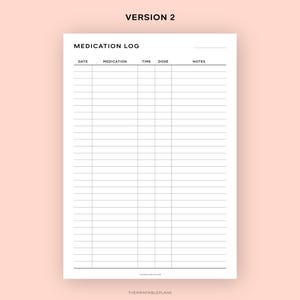 K&ouml;nnte beinhalten: Ein druckbares Medikamententagebuch mit Spalten f&uuml;r Datum, Medikament, Uhrzeit, Dosis und Notizen.