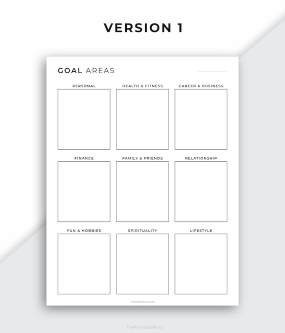 9 Areas of Life Planner Printable, Goal Planner, Goal Setting