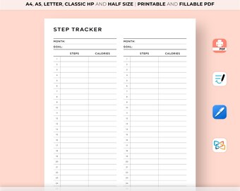 Simple Step Tracker Printable, Step Log, Walking Journal, Exercise Log ...