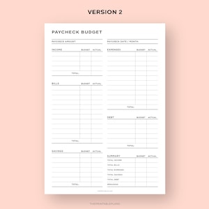 May include: A printable budget planner with sections for income, expenses, bills, debt, savings, and a summary. The planner is designed to help people track their finances and stay on budget.