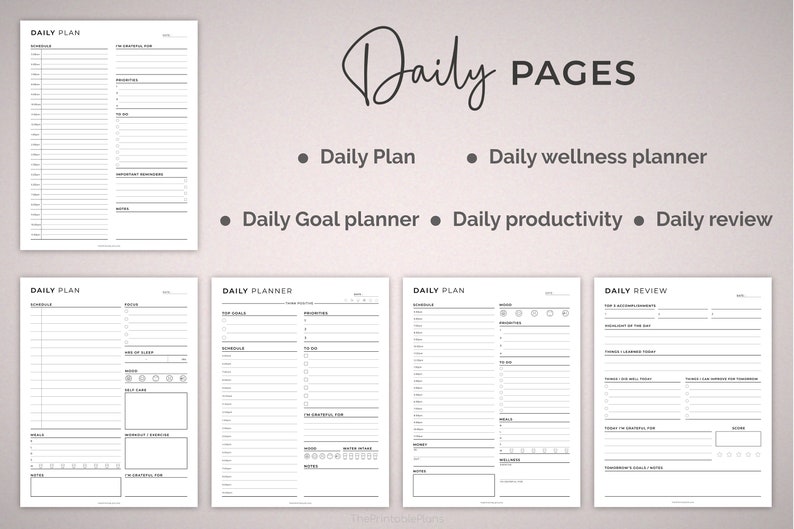 Printable planner, Personal planner bundle, daily weekly monthly planner, Goal, Health, Productivity, Finance, POMODORO and year calendar. image 5