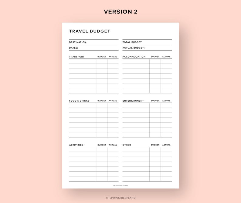 Travel Budget Planner Printable, Vacation Budget Planner, Expense Log, Work / Holiday Spending Worksheet, Finance Planner, Instant Download image 4