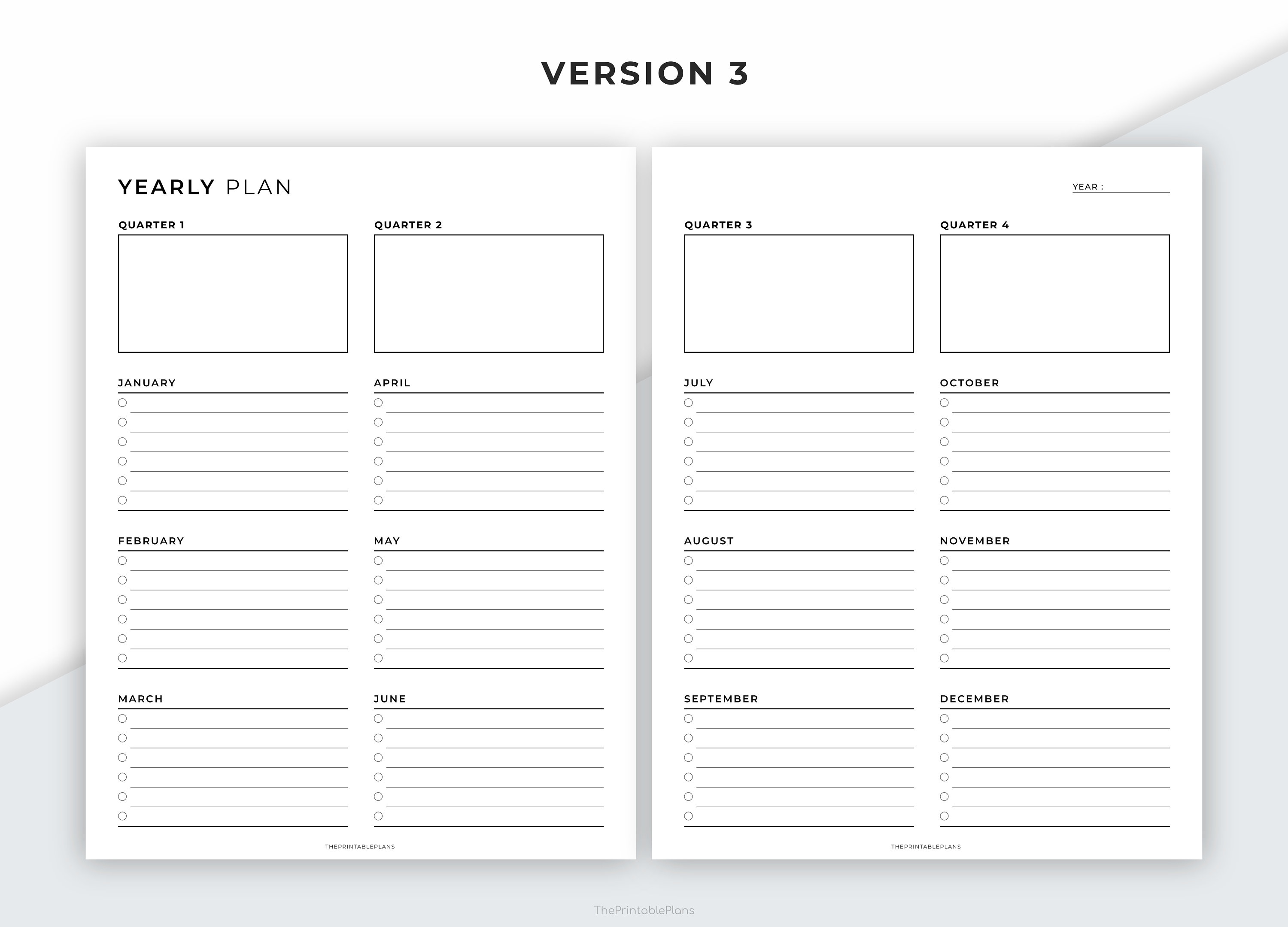 Yearly Planner Printable Quarterly Planner Productivity - Etsy