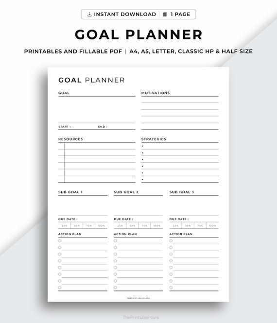 ★希少本　Personal Goals Planner for Success Download 2026 Yearly Success Planner Template | Organize Goals