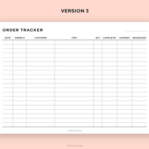 Order Tracker Landscape Printable, Order Log Template, Sales Tracker ...