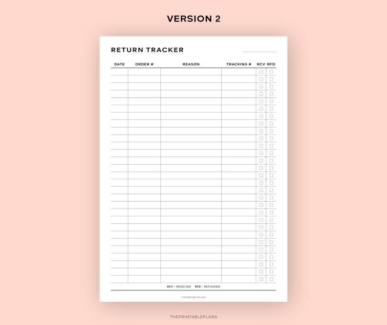 Returns Tracker Printable, Online Business Return Sheet, Order Returns ...